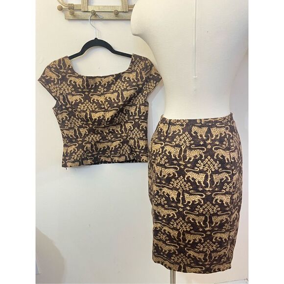 Maggy London Y2K  Jacquard Leopard Print skirt Set 4 - Picture 4 of 6